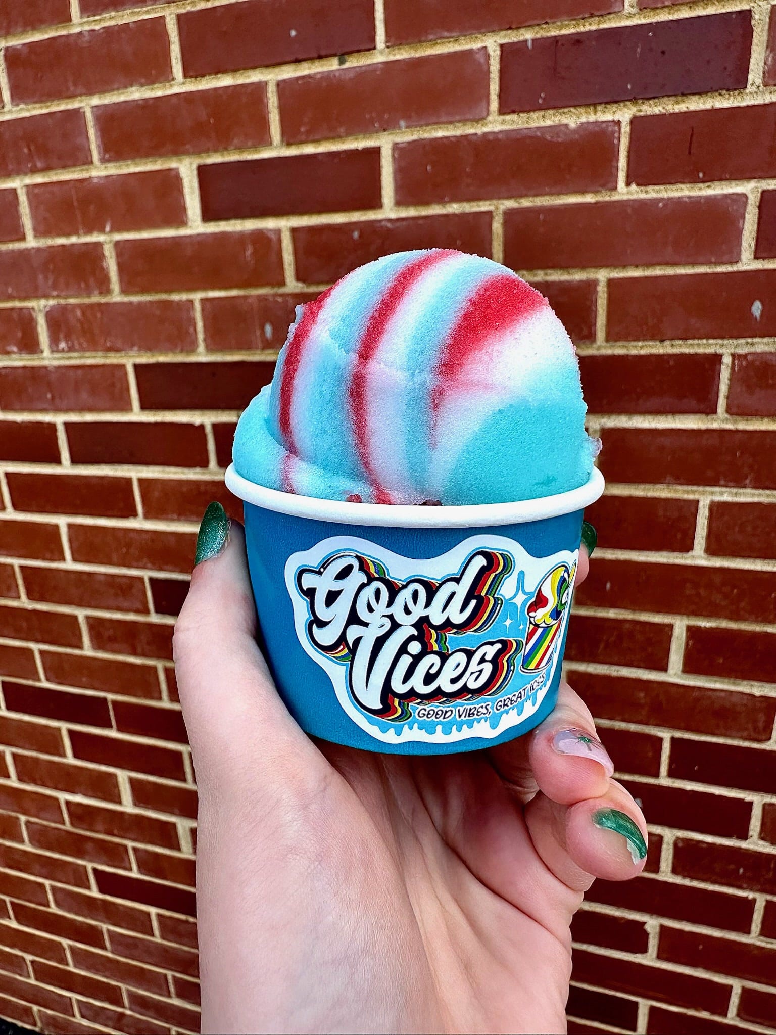 Rocket Pop Italian ice swirl from Good Vices